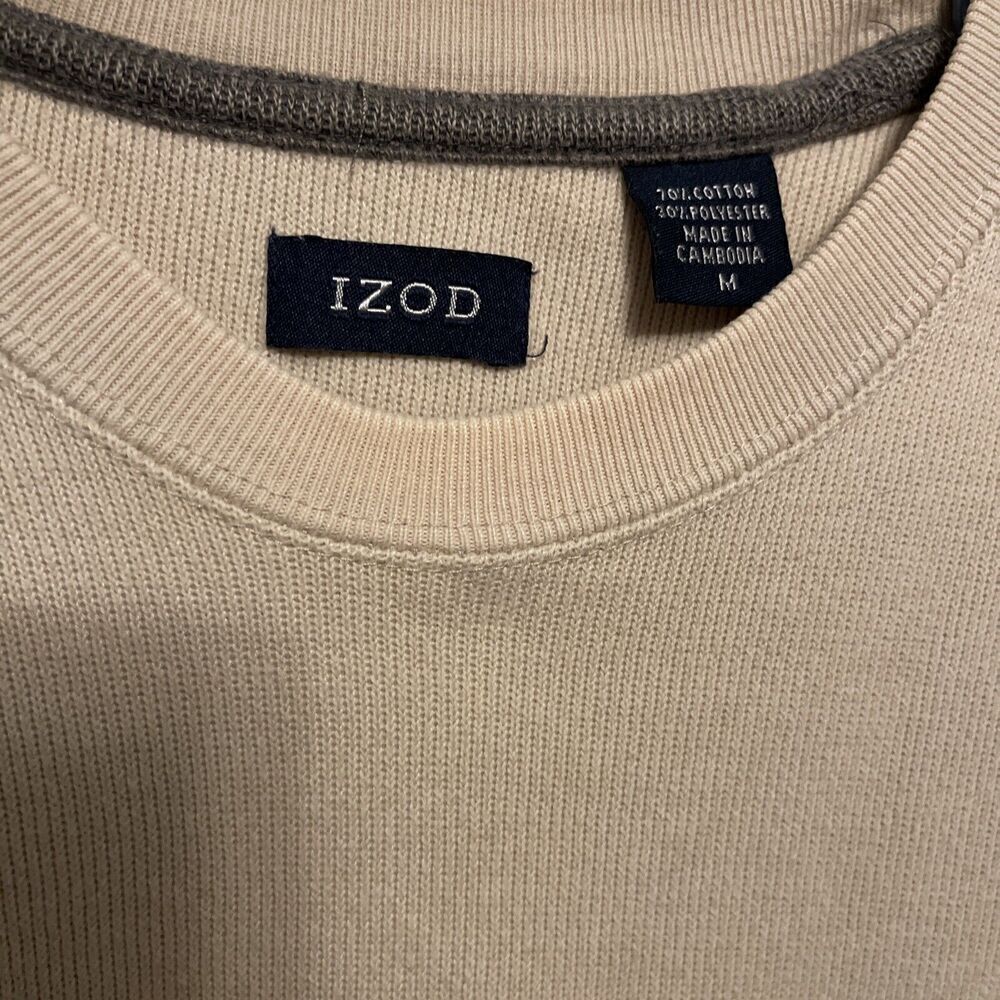 Izod men’s size M long sleeve sweater tan - Picture 3 of 4